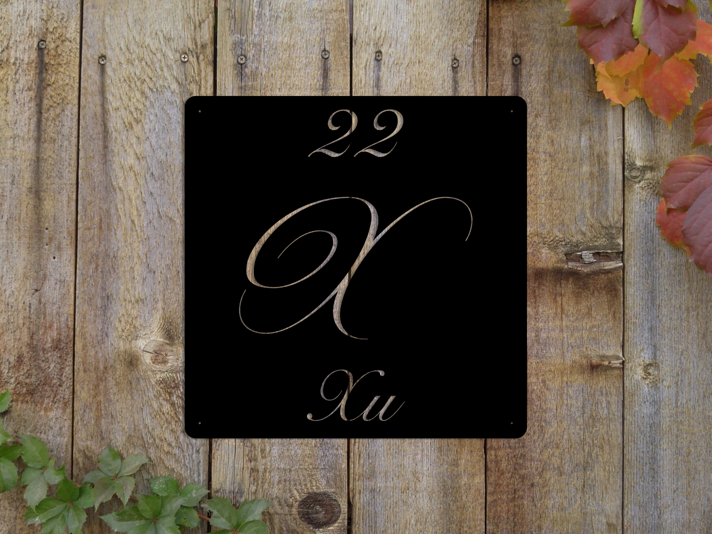 Elegant Letter X Family Name Sign