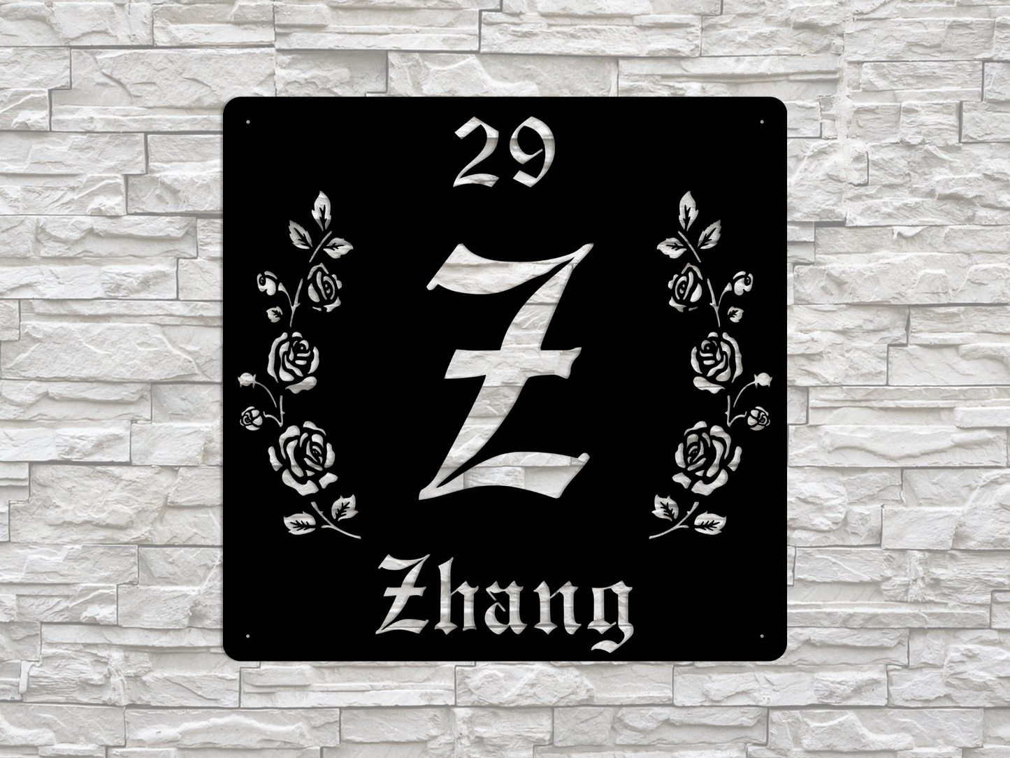 Retro-Gothic Letter Z Family Name Sign