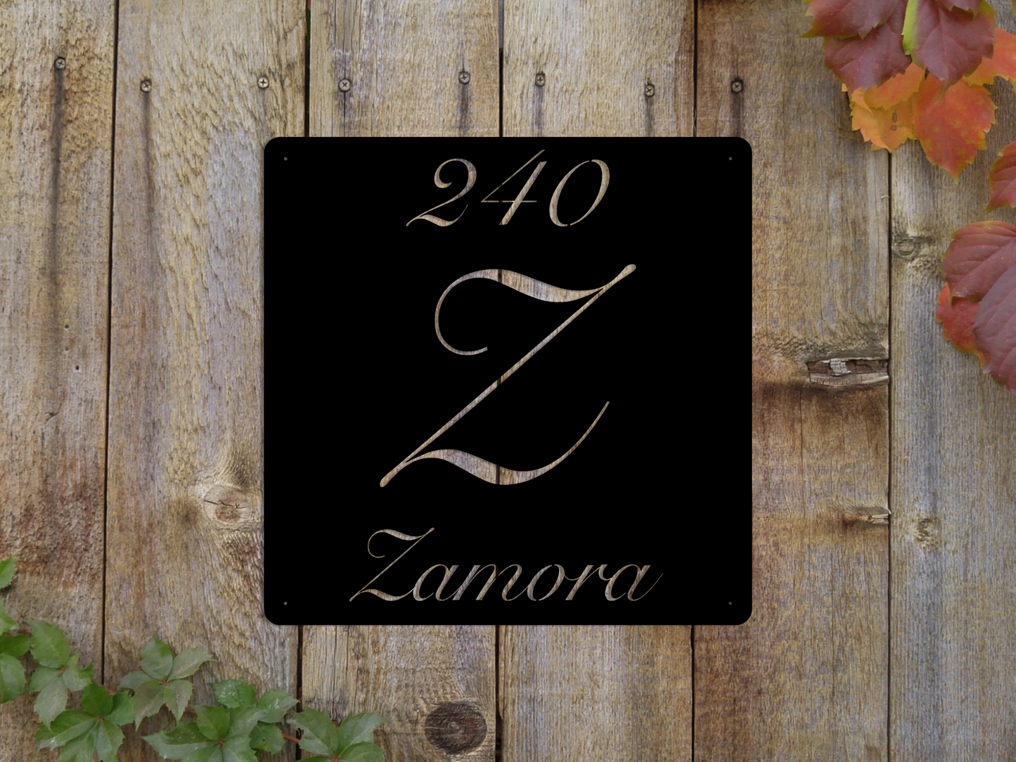 Elegant Letter Z Family Name Sign